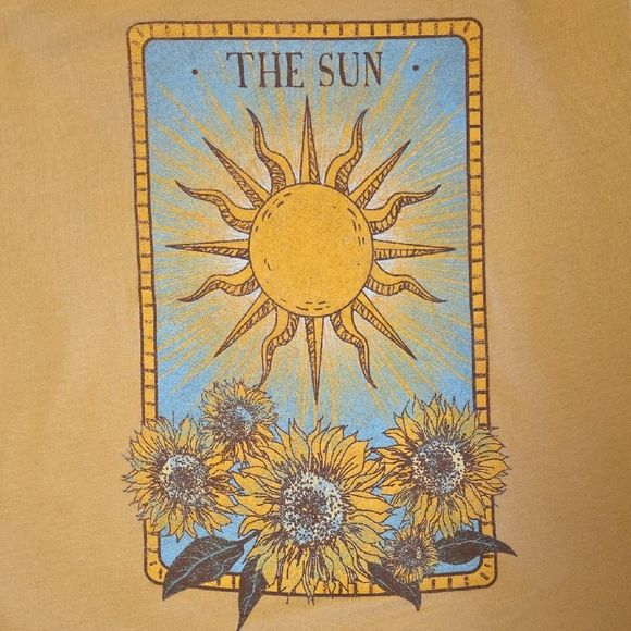 Yellow Sun Graphic Tee With Sunflowers - Picture 5 of 6